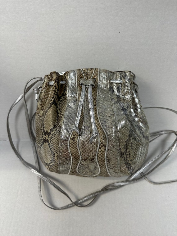 Vintage Sharif Silver Metallic Snakeskin Purse