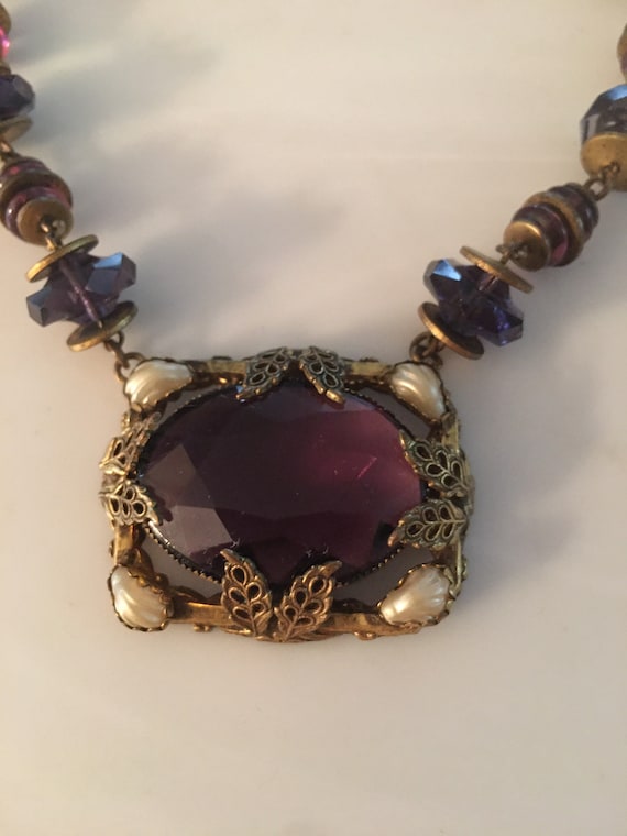 Art Nouveau Amethyst & Pearl Choker