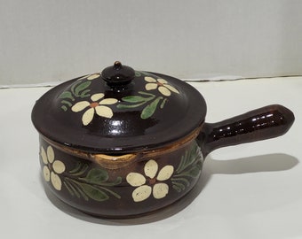 Vintage Alsace Earthenware 1 Liter Pot with Lid