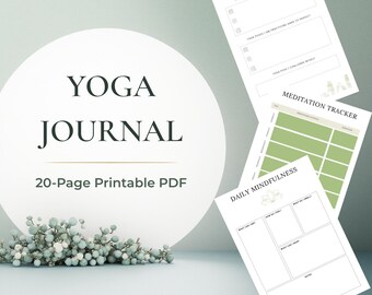 Journal de yoga imprimable | Agenda bien-être 20 pages | Journal de pleine conscience | Remise en forme et soins personnels PDF | Téléchargement instantané | Agenda numérique