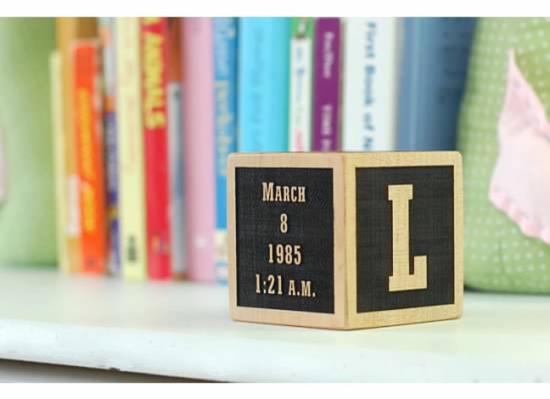 Custom Engraved Wooden Baby Block Maple Etsy