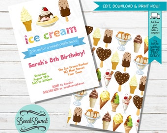 Ice Cream Birthday Party Invitation #066