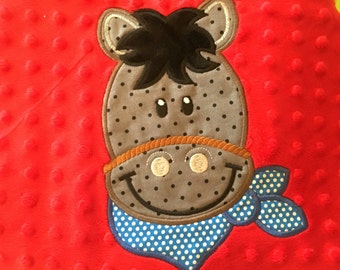 Koń karłowaty koc-pościel przedszkola-Cowboy koc-cowgirl koc-Western Baby Gift-Baby prysznic Gift-spersonalizowane prezenty dla dzieci-