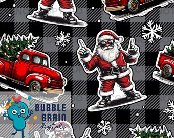 Christmas Truck and Santa Seamless Pattern File