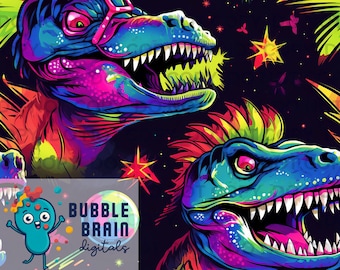 Neon Dinosaurs Seamless Pattern File