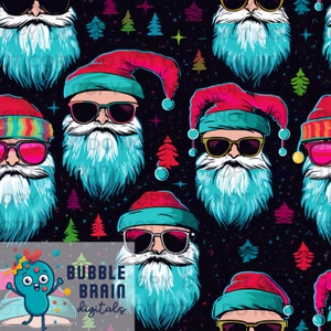 Naadloos patroon coole kerstman: stoffenafdrukbestand (digitale download)