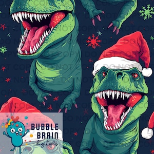 Tyrannosaurus Dino Santa Seamless Pattern File