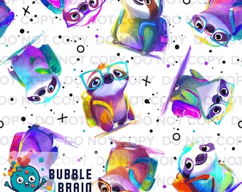 Back to School Sloths with Backpacks Seamless Pattern File