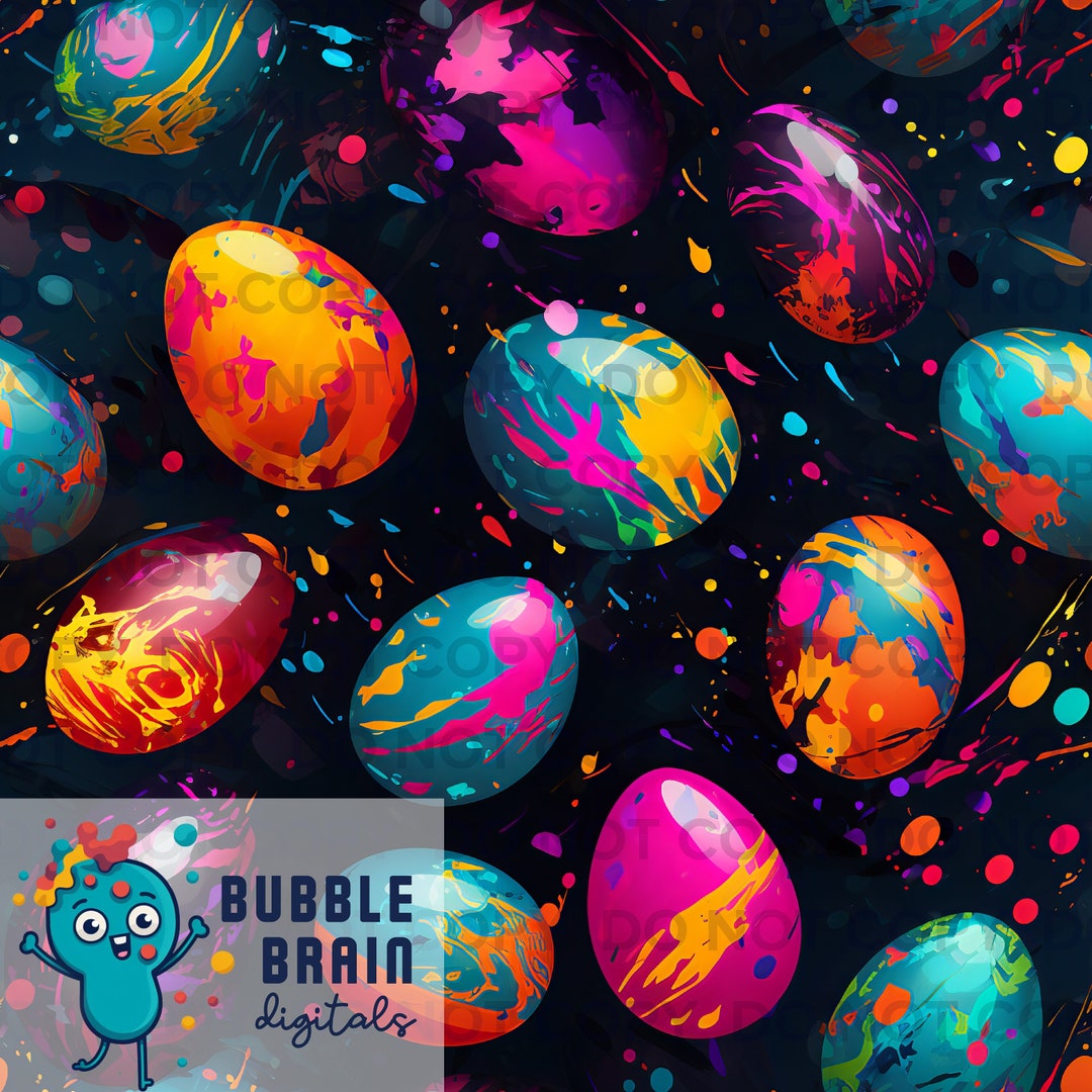 Paint Splatter Easter Eggs Seamless Pattern File Etsy