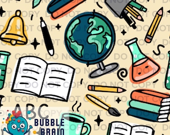 Back to School Doodles Seamless Pattern File