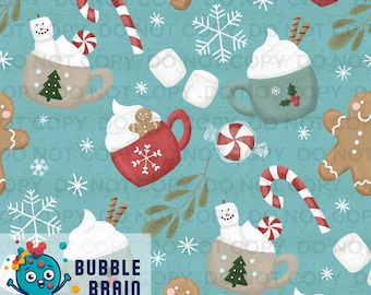 Vintage Christmas Hot Cocoa Seamless Pattern File