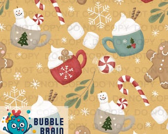 Vintage Christmas Hot Cocoa Seamless Pattern File