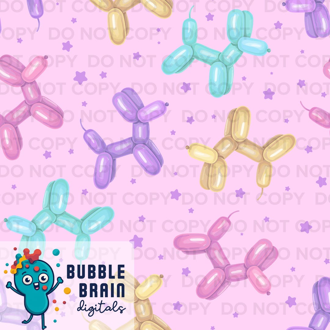 Pastel Balloon Dogs Seamless Pattern File - Etsy