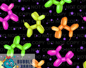 Neon Balloon Dogs Seamless Pattern File