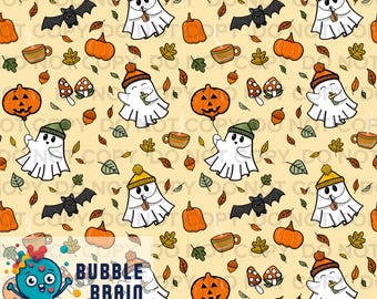 Fall Ghosts Hand-drawn Seamless Pattern File