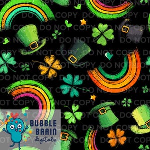 Leprechaun Hats and Shamrocks St. Patrick's Day Seamless Pattern File