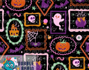 Cute Halloween Stamps Seamless Pattern File