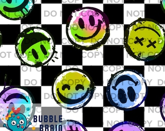 Rainbow Grungy Smileys Seamless Pattern File