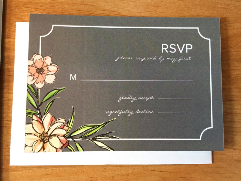Grey /& Peach Floral Wedding Invitations