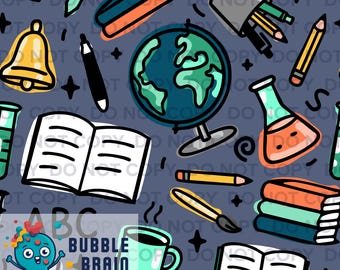 Back to School Doodles Seamless Pattern File