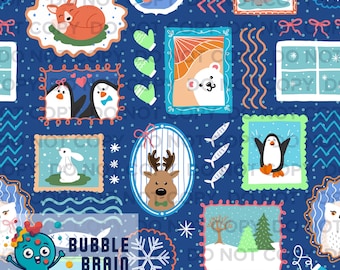 Italian Almafi Coast Inspired Winter Animals Seamless Pattern File