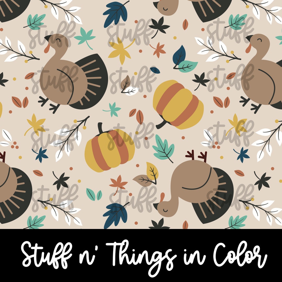 Thanksgiving Turkey Pumpkins Seamless File for Fabric - Print ...