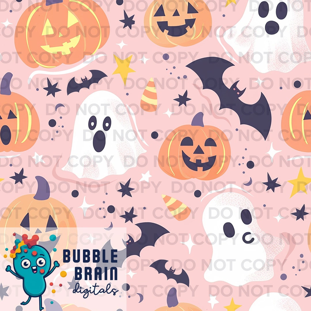 Pastel Pumpkins and Ghosts Seamless Pattern File - Etsy