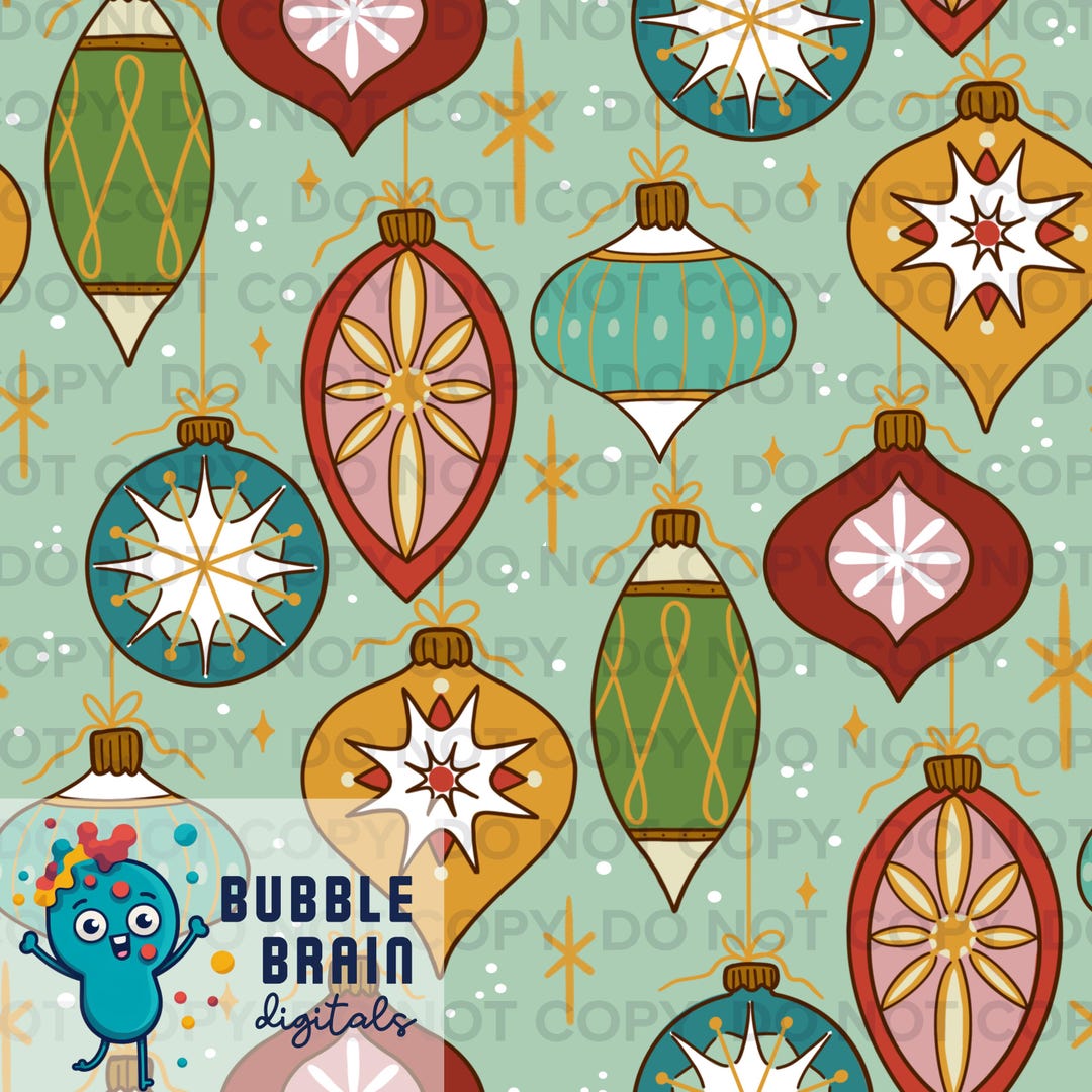 Vintage Retro Christmas Tree Ornaments Seamless Pattern File - Etsy
