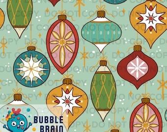 Vintage Retro Christmas Tree Ornaments Seamless Pattern File