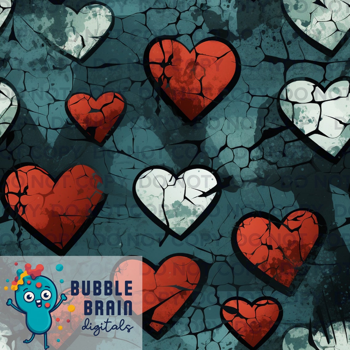 Broken Hearts Valentine's Day Seamless Pattern File Etsy