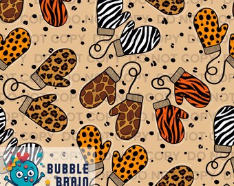 Animal Print Mittens Winter Seamless Pattern File