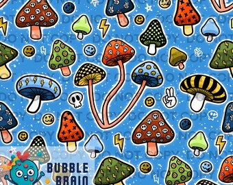 Bright Mushrooms Fall Seamless Pattern File
