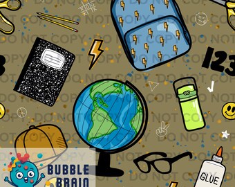 School Supplies Seamless Pattern File