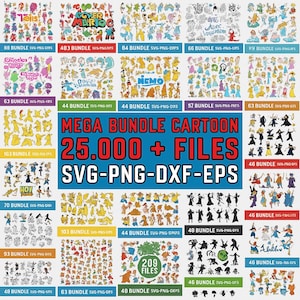 Lot de méga dessins animés découpés – SVG et PNG pour projets DIY