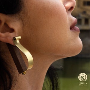 Decorative Walnut \ Brass  EaRring, unique design