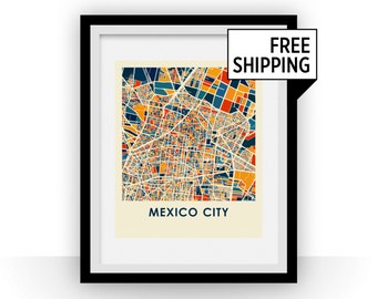 Mexico City Map Print - Full Color Map Poster