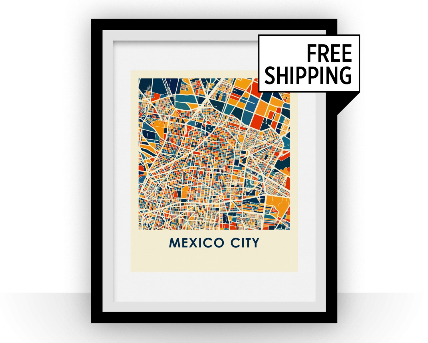 Mexico City Map Print Color Poster Map - Etsy Full