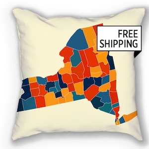 New York carte oreiller - oreiller de carte NY 18 x 18