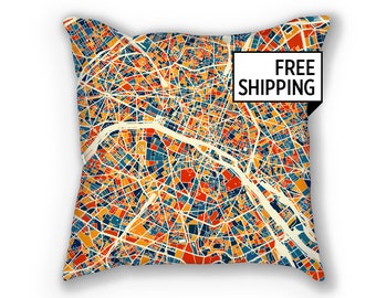 Paris Map Pillow - France Map Pillow 18x18