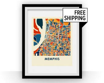 Memphis Map Print - Full Color Map Poster