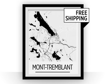 Mont Tremblant Map Poster - Quebec Map Print - Art Deco Series