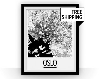 Oslo Map Poster - norway Map Print - Art Deco Series