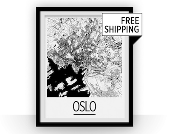 Oslo Karte - Norwegen-Karte-Print - Art Deco Plakatserie