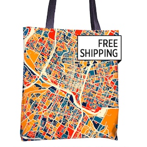 Austin Map Tote Bag - Texas Map Tote Bag 15x15
