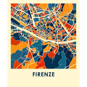 Florence Map Print - Full Color Map Poster - Etsy