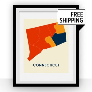 Connecticut Map Print - Full Color Map Poster