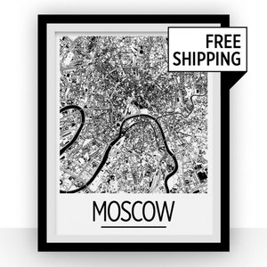 Moscow Map Poster - russia Map Print - Art Deco Series