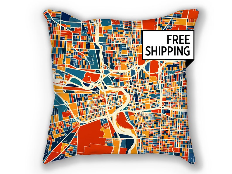 Columbus Map Pillow Ohio Map Pillow 18x18 Etsy