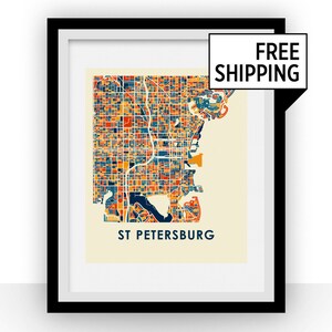 Sint-Petersburg Florida kaart afdrukken - Full Color kaart Poster