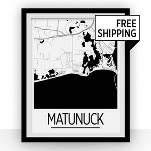 Matunuck Karte Poster - Rhode Island Karte Print - Art-Deco-Serie